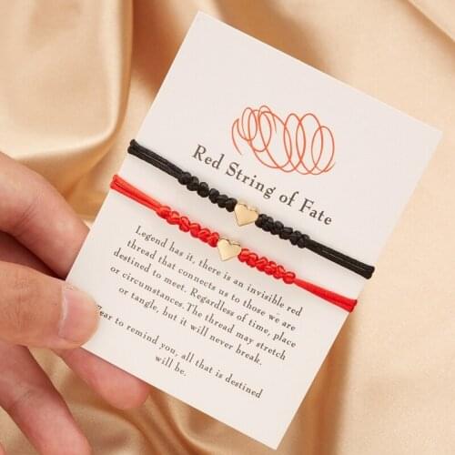 Love Heart Charm Bracelet Women Men Lovers' Wish Good Lucky Red String Braided Adjustable Couple Bracelets Friendship Jewelry