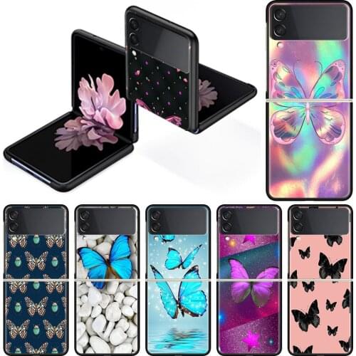 Butterfly Case for Samsung Galaxy Z Flip 3 Hard Silicone Tpu Funda Shockproof Cover Luxury Phone Shell
