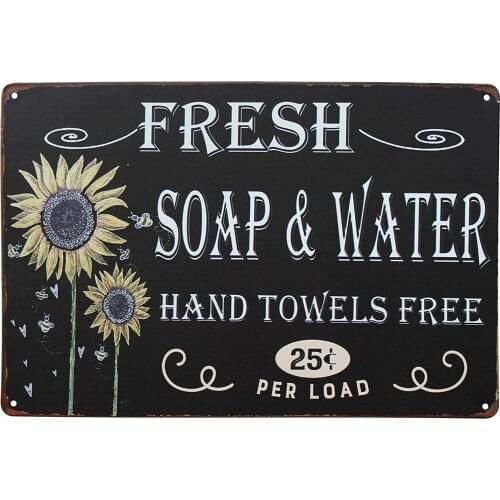 Colorful Sunflower Fresh Soap Water Hanging Sign Poster Funny Sign Tin Art Wall Decor Vintage Aluminum Retro Metal Tin Sign