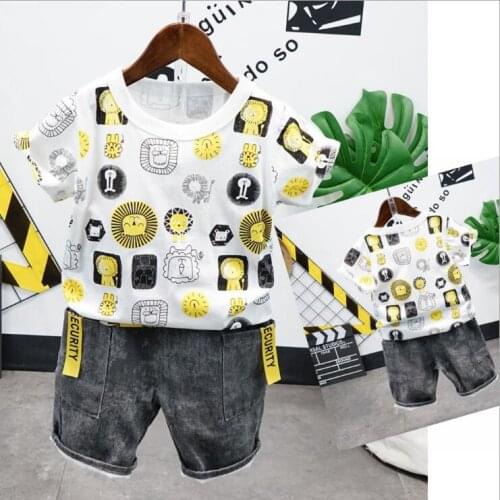 Baby Boys Girls 2-7Years Toddler Girls Clothing Set Cotton Cartoon T Shirt Tops+ Short Pants 2pcs Outfits Kids Boys Clothes Set