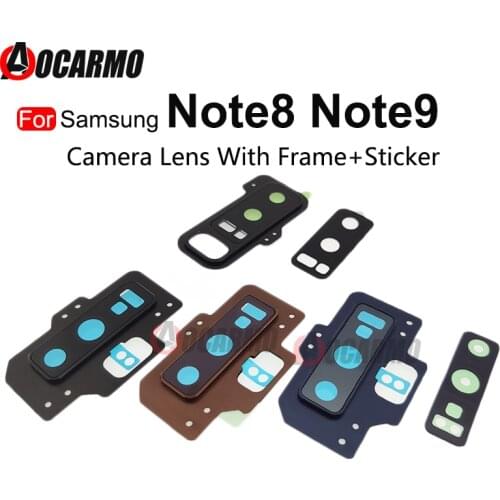 For Samsung Galaxy Note 8 9 Note8 Note9 Rear Camera Glass Lens With Back Cover Frame Holder and Sticker Replacement Part