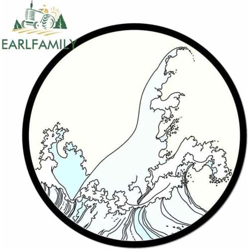 EARLFAMILY 13cm x 13cm For Surf Onda Sea Trending Car Stickers And Decal Anime Fashion Occlusion Scratch Creative SUV Decoration