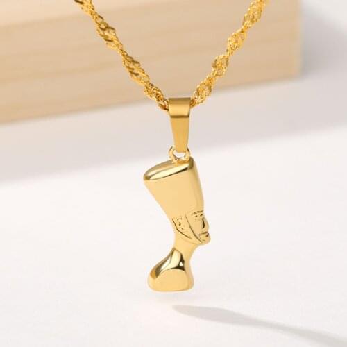 Egyptian Queen Nefertiti Necklace For Women Gold Color Jewelry Exotic Unisex Necklace Wholesale Jewellery African Gift