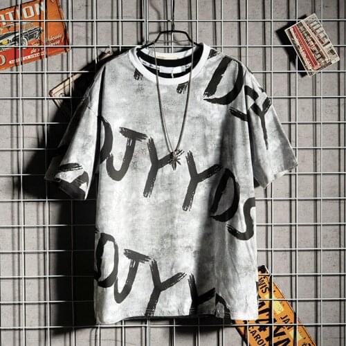 Hawaii Fashion Letters Printed Brief Sleeve Streetwear Tshirts 2021 Guys Hip Hop Casual T Shirts Male Harajuku Tees Tops