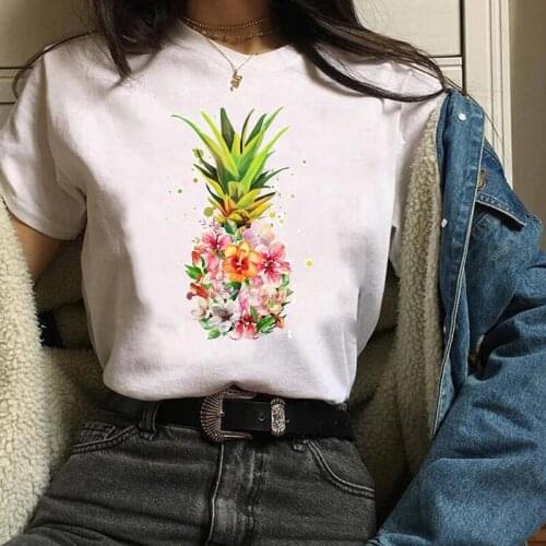 Women Lady Tees Print Graphic Floral Pineapple Watercolor Clothes Beach Fruit Tops Clothing Female T Shirt Womens T-Shirt