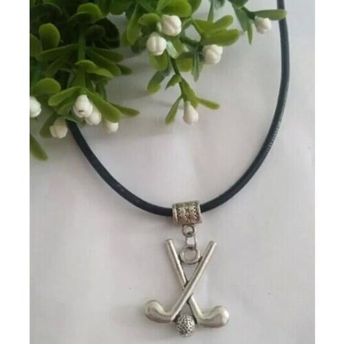 HOT Fashion " Golf clubs " Charms Leather Strap Necklace DIY Choker Necklace Jewelry 1pcs B626