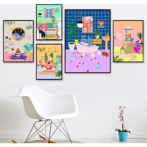 Paradise House Posters and Prints Gift For Her Mini Artworks Canvas Painting Abstract Wall Pictures For Living Room Home Decor