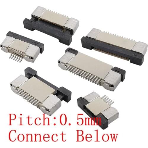 10Pcs/lot FPC FFC Connector 0.5mm Pitch Bottom Contact Socket Flat Cable PCB Connectors 4P/6/8/10/12/14/16/18/20/24/30/40/50Pin
