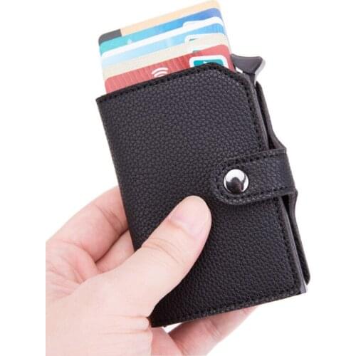 New Anti-theft Men Credit Card Holder PU Leather Unisex Wallet Rfid Id Card Holder For Women Aluminum Purse Men Bank Travel
