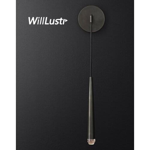 Creative Iron Copper Wall Sconce Affordable Luxury Crystal Lamp Hotel Restaurant Living Room Bedroom Study Retro Metal Lighting