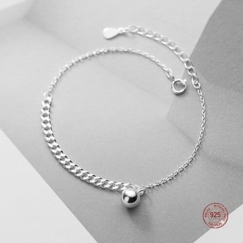 LKO new arrive cute silver 925 Asymmetry bracelet for women S925 romantic Sweet bracelet for girls best gift
