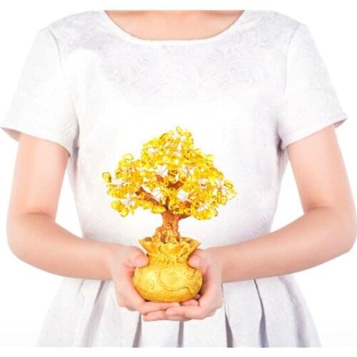 Mini Crystal Money Tree Bonsai Style Wealth Luck Feng Shui Bring Wealth Luck Home Decor Birthday Gift