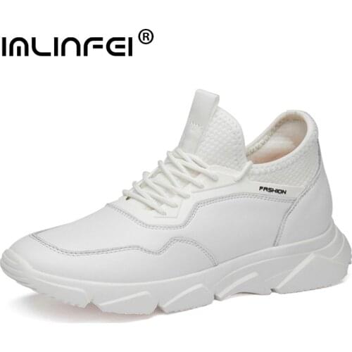 IMLINFEI Mens Breathable Fashion Casual Shoes Internal Elevation Simple Solid Color