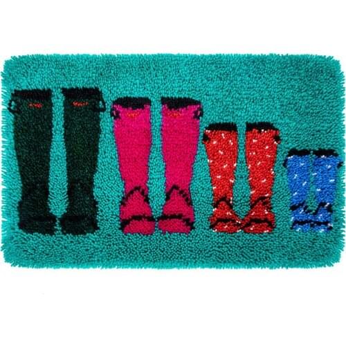 Latch Hook Rug Kit Cartoon Shoes Pattern Printed on Canvas DIY Rug Crochet Yarn Kits Carpet Embroidery Home Decoration