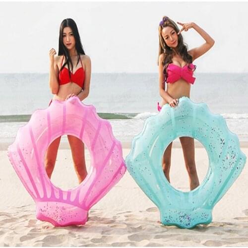80/90/110cm Inflatable Shell Swim Ring With Sequins New Pool Inflatable Toys Baby Float Swimming Ring Inflatable Pool Float Boia