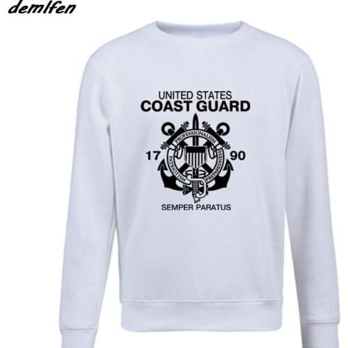 New Fashion Men Fleece Sweatshirt United States Coast Guard Uscg Military Navy Hoodie Hip Hop Coat Tops Harajuku Streetwear