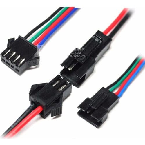 New Arrivals 5 pairs 2P 4P JST SM plug male and female plugs wire cable connector 2.54MM 22AWG
