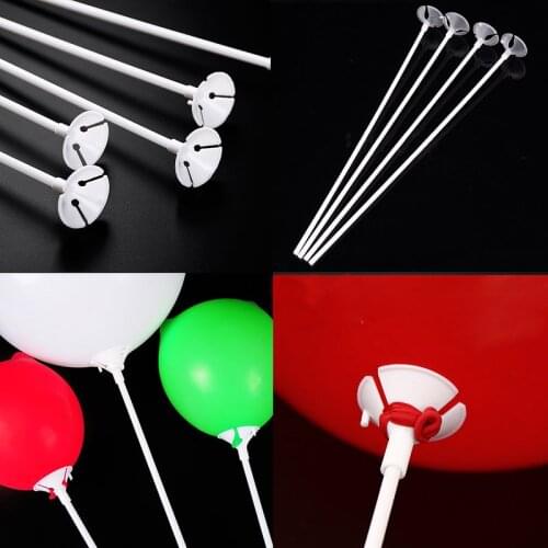 20/30/50pcs Latex Balloon Stick Balloons Holder Sticks with Cup Wedding Birthday Party Inflatable Balls Decoration Accessory