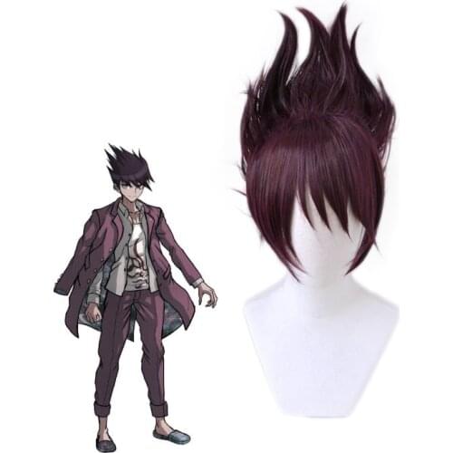 Danganronpa V3: Killing Harmony Momota Kaito Dark Purple Short Wig Cosplay Costume Dangan Ronpa Synthetic Hair Party Wigs