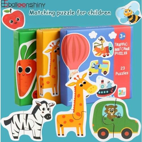 BalleenShiny Matching Puzzles For Children Toddler Enlightenment Puzzle Animal Fruits Early Education Parent-child Interaction