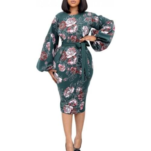 African Dresses For Women Spring Autumn Africa Clothing Long Sleeve Dress Sexy O-Neck Perspective Slim Office Lady Party Dress