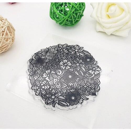 10x10cm Flowers Design Clear Stamps Transparent Seal Silicone Seal TPR Christmas Wedding Roller Stamps DIY Scrapbook Album Card