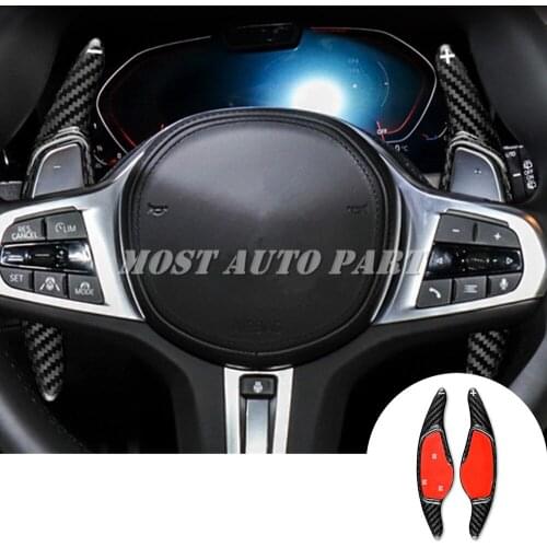Real Carbon Fiber Paddle Paddle Shift Steering Wheel Shifter Extension For BMW X3 G01 X4 G02 X5 G05 X6 G06 X7 G07 Red/Black