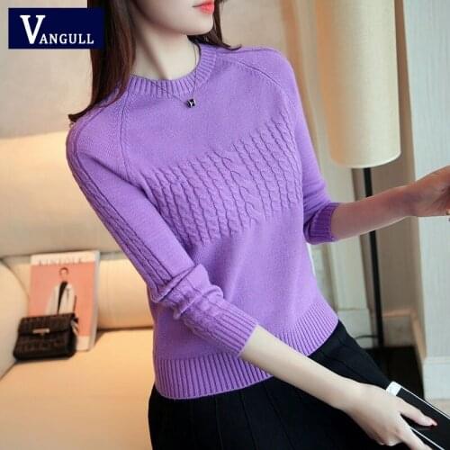 Vangull Silm Knitting Women Sweater O Neck Autumn Sweaters New Knitting Elasticity Pullovers Harajuku Female Casual Sweater