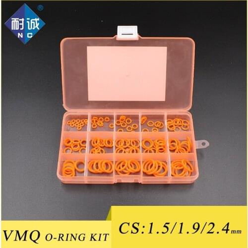 Thickness 1.5 / 1.9 / 2.4mm Orange Food Grade Silicone VMQ Seal O-Ring Ordering Kit Classification Kit
