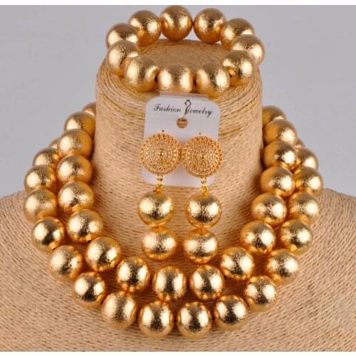 In Fashion KC Gold Plated Costume Necklace African Set Nigerian Wedding Jewelry Set LSZ3