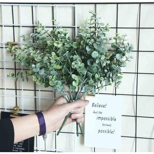 Artificial Leaves Branch Retro Green Fake Silk Eucalyptus Leaf For Home Decor Wedding Plants Faux Fabric Foliage Room Decoration