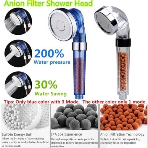 High Quality Bath Shower Head High Pressure Boosting Water Saving Filter Balls Beads Utility Head With Negative Ion Activated