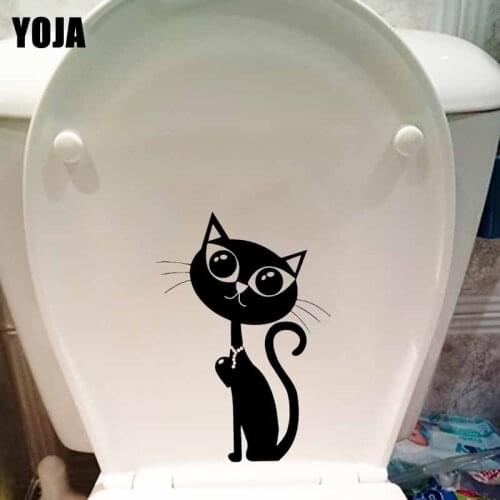 YOJA 16.5X23.8CM Wall Sticker Cat Kitty Black Pet Animal Decor For Bedroom Toilet Decal T5-0013