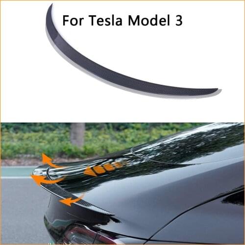 Rear Trunk Spoiler For Tesla Model 3 2017-2021 Rear Trunk Lip Carbon Fiber ABS Wing Spoiler Car Styling