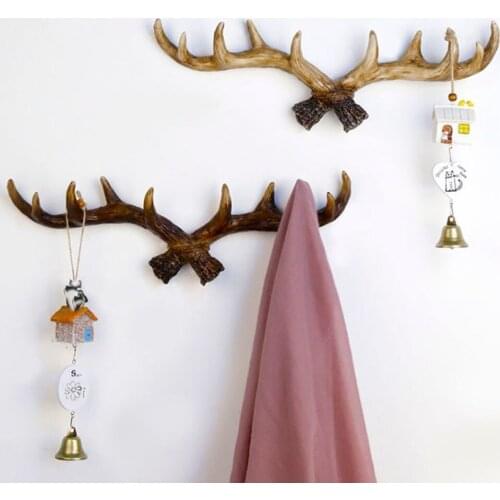 1pc Retro Wooden Wall Hanging Antlers Key Coat Hook Creative Entrance Decoration Hooks Home Decoration