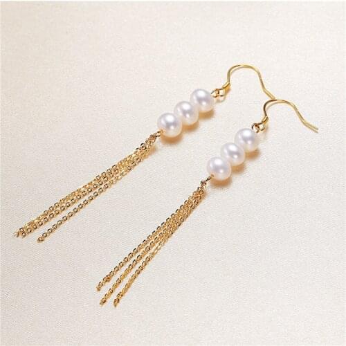 Gold Plated Freshwater 5-6MM Pearl Drop Earrings Real Pearl Earrings Natural Pearl Earrings For Charm Women 10 pairs/lot
