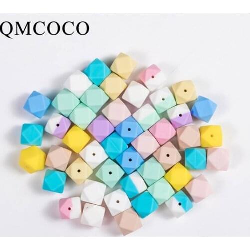 DIY 10Pcs Colorful 17mm Octagon Silicone Baby Chew Beads For Baby Newborn Teething Nursing Kids Safe Food Grade Pacifier Clip