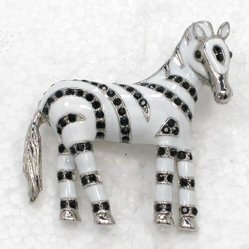 12pcs/lot Wholesale Fashion Brooch Rhinestone Enamel Zebra Pin brooches C101293
