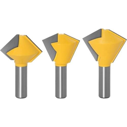 3 Pieces Birds Mouth Router Bit 1/2 Inch Shank 6/8/12 Sided Multi-Sided Glue Joint Router Bit Set Forming Cutter Tool