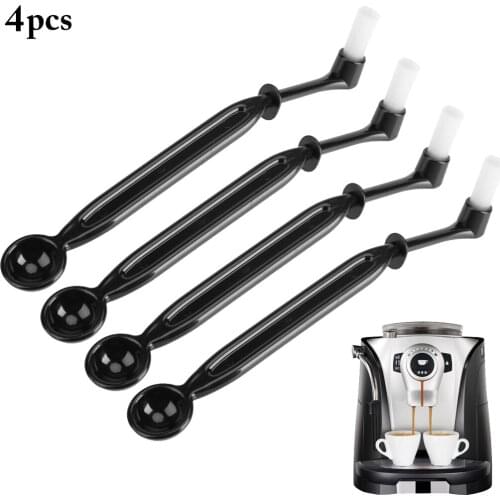 4pcs Black Coffee Machine Brush Dual-Head Espresso Machine Brush W/ Spoon Cleaning Tool Premium Plastic Material Home Accessory