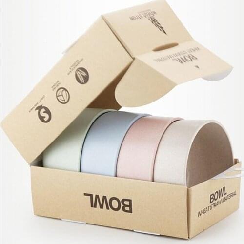 4 PCS/Set Kitchen Tableware Wheat Straw Bowl Food Grade Rice Container Eco-friendly Dinnerware