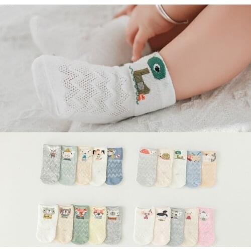 5Pair/lot New spring and summer cartoon childrens socks newborn baby mesh baby socks