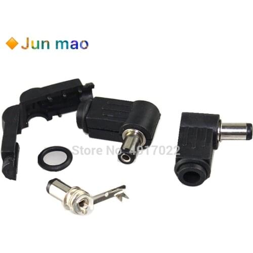 5Pcs Black 2.1mm x 5.5mm 2.5mm x 5.5mm DC Power Male Plug Jack Adapter 90 Degree Male 5.5*2.1 5.5*2.5 mm DC Power Plug Connector