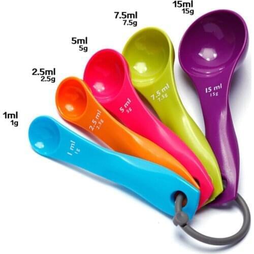 5PCS/Set Plastic Measuring Spoons Mini Size Colorful 2 Scale (1/2.5/5/7.5/15) g/ml Coffee Spoon Baking Tools