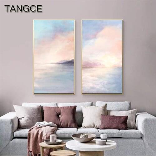 Abstract Pink Sea Cloud Canvas Painting Nordic Plakaty I Druki Modern Canvas Art for Living Room Fashion Wall Art Picture Poster