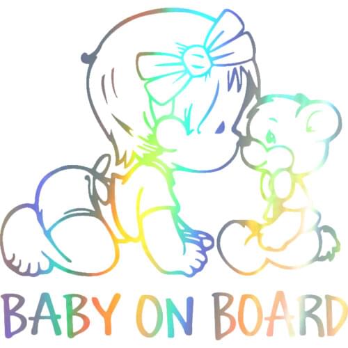 Car Sticker 3D 14*15cm BABY ON BOARD Custom Girl Bear Car Stickerand and Decals Rear Window Vinyl Car Styling Funny Stickers