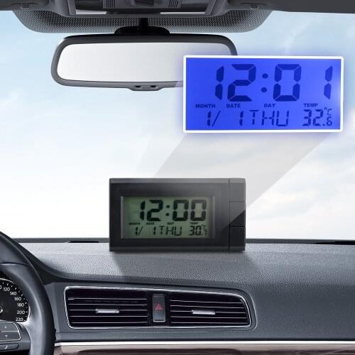 Car Ornaments Car LCD Digital Display Clock Auto Watch Thermometer Temperature Display Electronic Clock Self-Adhesive