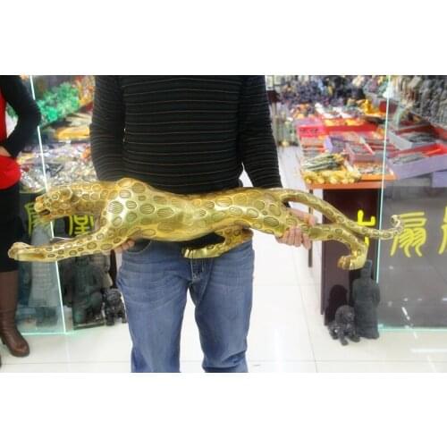 105CM large Huge-HOME OFFICE Porch lobby TOP COOL efficacious Mascot thriving business gold Leopard Cheetah FENG SHUI statue
