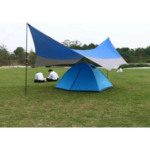 190T Waterproof Coating Tarp Outdoor Camping Sunshade Tent Awning UV Protection Sun Shelter Garden Beach Tent Canopy No Poles