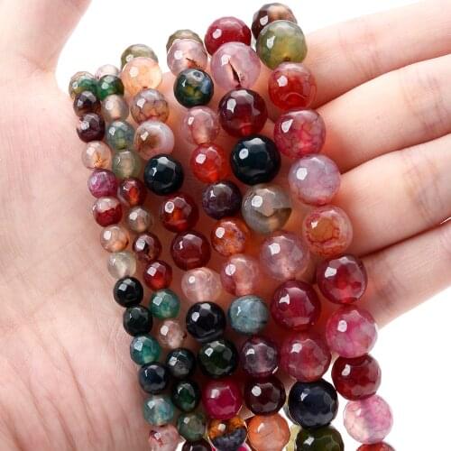 Natural Stone Beads Facted Tourmaline Loose Spacer Bead for Jewelry Making DIY Charm Bracelet Necklace Accessories 4/6/8/10/12mm